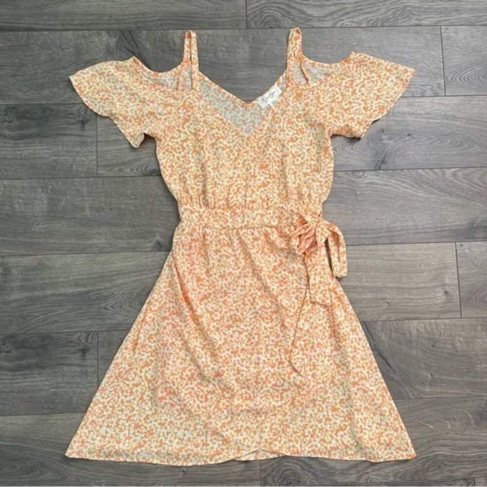 Jessica Simpson Women's XS Orange Yellow Floral Off Shoulder Dress
